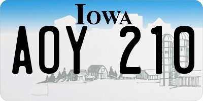 IA license plate AOY210