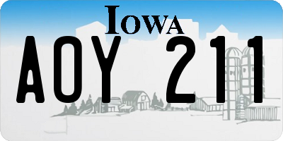 IA license plate AOY211
