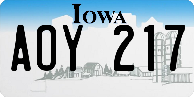 IA license plate AOY217