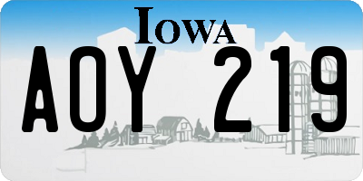 IA license plate AOY219
