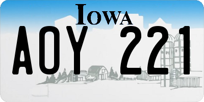 IA license plate AOY221