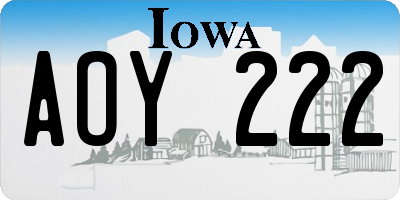 IA license plate AOY222
