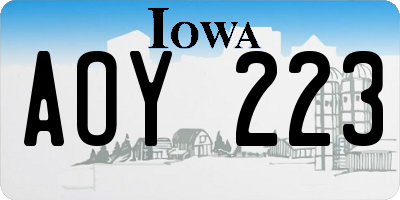 IA license plate AOY223