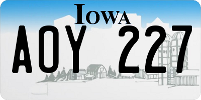 IA license plate AOY227