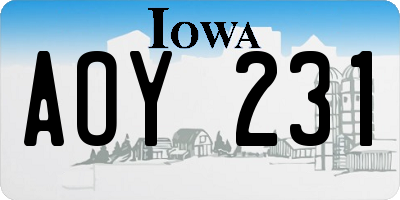 IA license plate AOY231