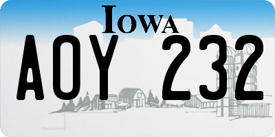 IA license plate AOY232