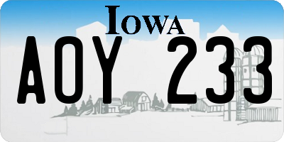 IA license plate AOY233