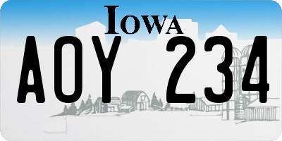 IA license plate AOY234