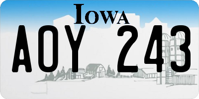 IA license plate AOY243