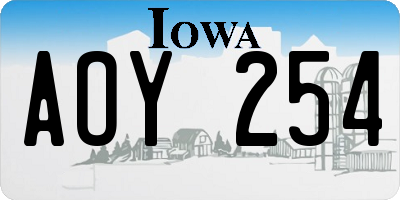 IA license plate AOY254