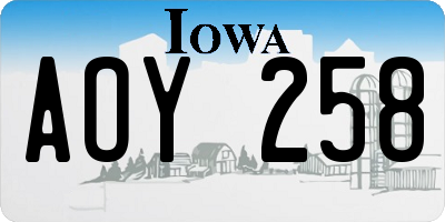 IA license plate AOY258