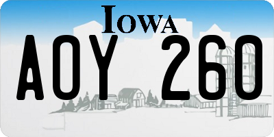 IA license plate AOY260