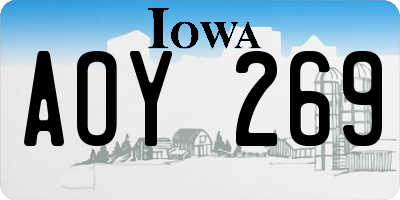 IA license plate AOY269