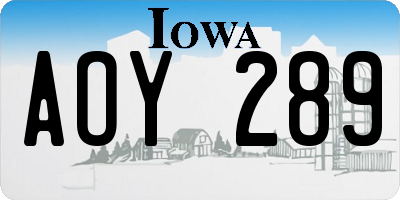 IA license plate AOY289