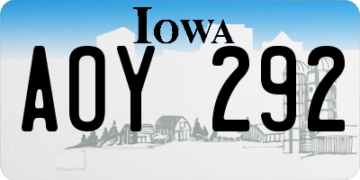 IA license plate AOY292