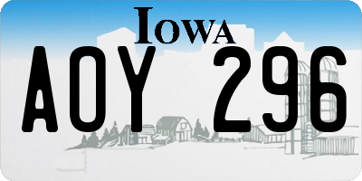 IA license plate AOY296