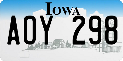 IA license plate AOY298