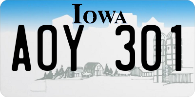 IA license plate AOY301