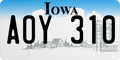 IA license plate AOY310