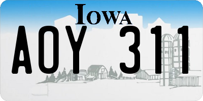 IA license plate AOY311