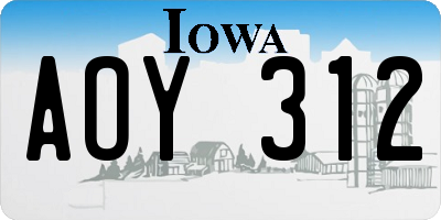 IA license plate AOY312