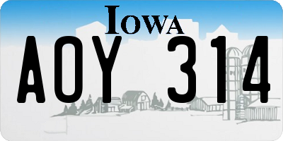 IA license plate AOY314