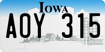 IA license plate AOY315