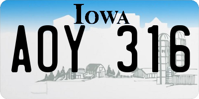 IA license plate AOY316