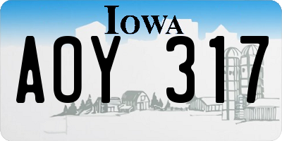 IA license plate AOY317