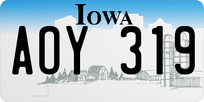 IA license plate AOY319