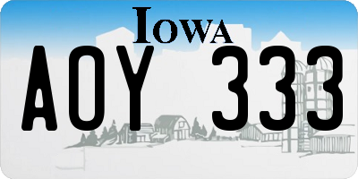 IA license plate AOY333