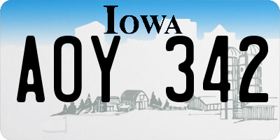 IA license plate AOY342