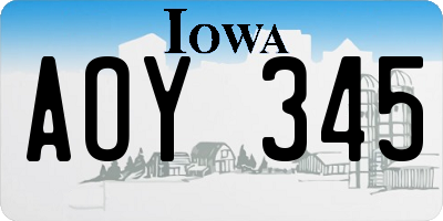 IA license plate AOY345