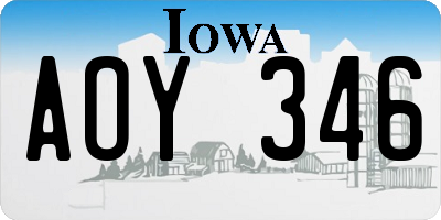 IA license plate AOY346