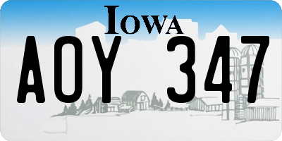 IA license plate AOY347