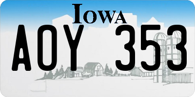 IA license plate AOY353