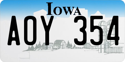 IA license plate AOY354