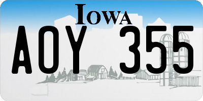 IA license plate AOY355
