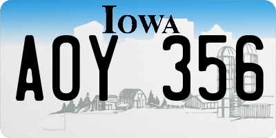 IA license plate AOY356