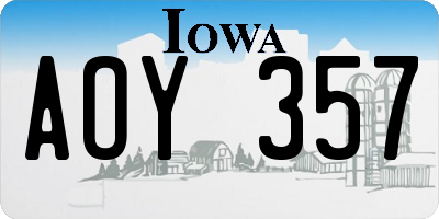 IA license plate AOY357