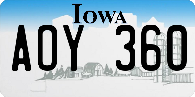 IA license plate AOY360