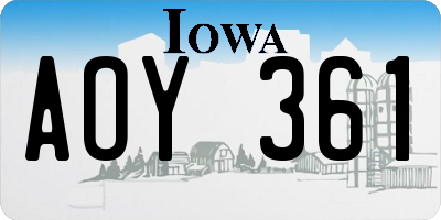 IA license plate AOY361