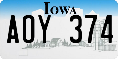 IA license plate AOY374