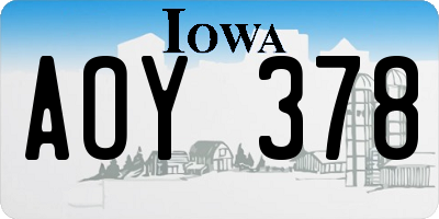 IA license plate AOY378