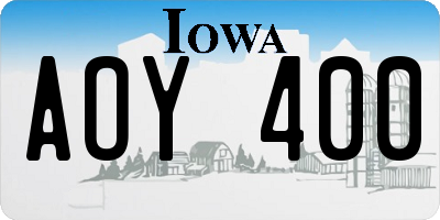 IA license plate AOY400