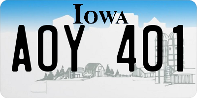IA license plate AOY401