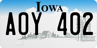 IA license plate AOY402