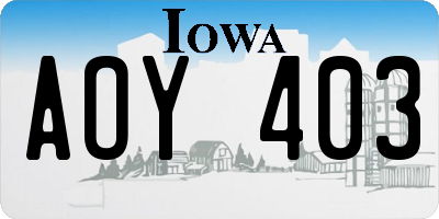 IA license plate AOY403