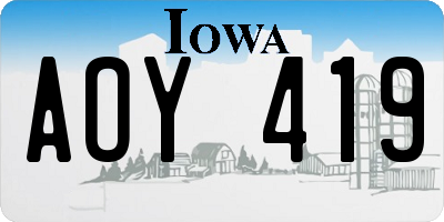 IA license plate AOY419