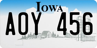 IA license plate AOY456